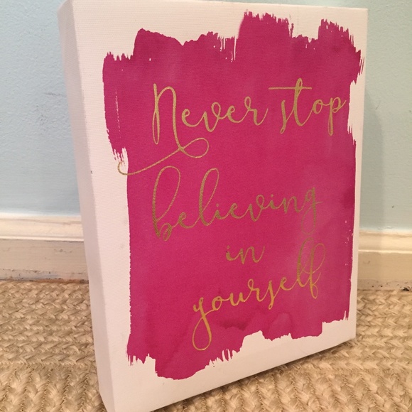 Pink Paint Gold Positive Quote Wall Painting Decor - Picture 2 of 9